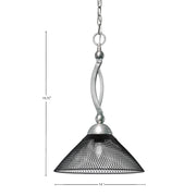 Toltec Bow 14in 1-Light Pendant | Brushed Nickel and Matte Black Cone Mesh Metal | Kitchen Island & Dining Room | 14 x 14 x 19.75 in | Model 271-BN-808-MB
