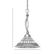 Toltec Bow 16in 1-Light Pendant | Brushed Nickel and Pewter Art Glass | Kitchen Island & Dining Room | 16 x 16 x 21 in | Model 271-BN-910