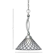 Toltec Bow 16in 1-Light Pendant | Brushed Nickel Steel and Diamond Ice Art Glass | Kitchen Island & Dining Room | 16 x 16 x 21 in | Model 271-BN-918