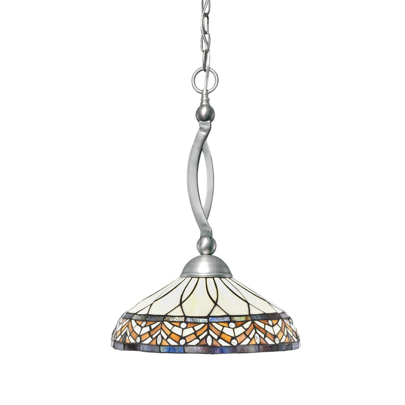 Toltec Bow 16in 1-Light Pendant | Brushed Nickel Steel and Royal Merlot Art Glass | Kitchen Island & Dining Room | 16 x 16 x 20.25 in | Model 271-BN-948