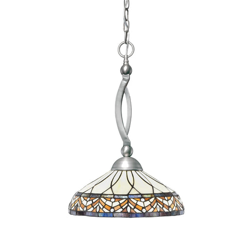 Toltec Bow 16in 1-Light Pendant | Brushed Nickel Steel and Royal Merlot Art Glass | Kitchen Island & Dining Room | 16 x 16 x 20.25 in | Model 271-BN-948