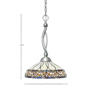 Toltec Bow 16in 1-Light Pendant | Brushed Nickel Steel and Royal Merlot Art Glass | Kitchen Island & Dining Room | 16 x 16 x 20.25 in | Model 271-BN-948