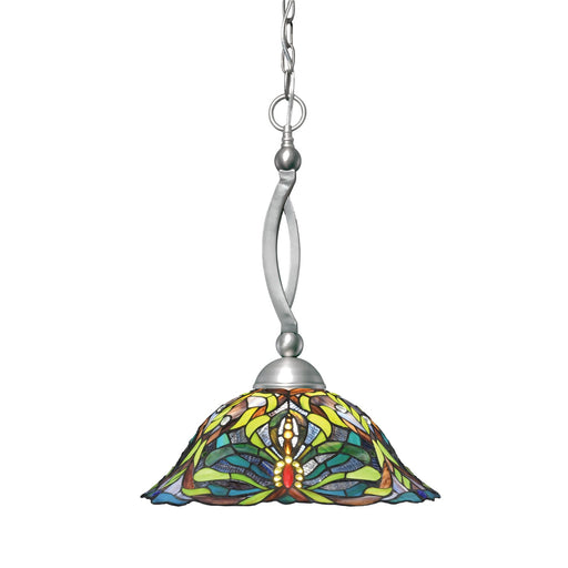 Toltec Bow 19in 1-Light Pendant | Brushed Nickel Steel and Kaleidoscope Art Glass | Kitchen Island & Dining Room | 19 x 19 x 20.5 in | Model 271-BN-990