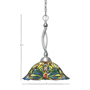 Toltec Bow 19in 1-Light Pendant | Brushed Nickel Steel and Kaleidoscope Art Glass | Kitchen Island & Dining Room | 19 x 19 x 20.5 in | Model 271-BN-990
