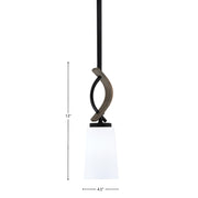 Toltec Monterey 13in 1-Light Mini Pendant | Rustic Graphite and White Opal Glass | Kitchen Island & Dining Room | 4.5 x 13 in | Model 2901-GPDW-261
