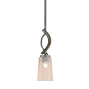 Toltec Monterey 13in 1-Light Mini Pendant | Rustic Graphite and Amber Gradient Glass | Kitchen Island & Dining Room | Model 2901-GPDW-263
