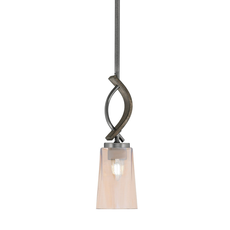 Toltec Monterey 13in 1-Light Mini Pendant | Rustic Graphite and Amber Gradient Glass | Kitchen Island & Dining Room | Model 2901-GPDW-263