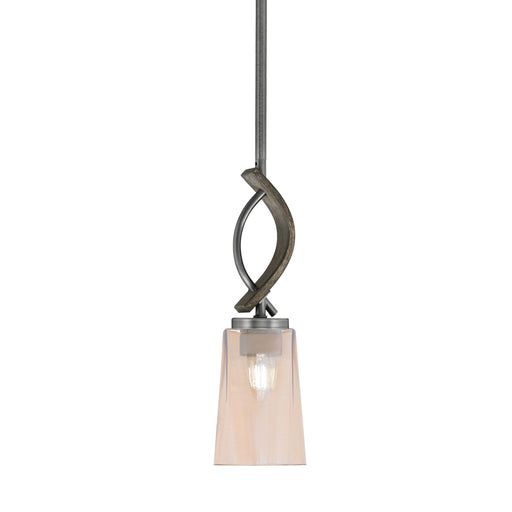 Toltec Monterey 13in 1-Light Mini Pendant | Rustic Graphite and Amber Gradient Glass | Kitchen Island & Dining Room | Model 2901-GPDW-263