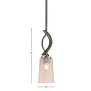 Toltec Monterey 13in 1-Light Mini Pendant | Rustic Graphite and Amber Gradient Glass | Kitchen Island & Dining Room | Model 2901-GPDW-263