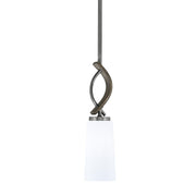 Toltec Monterey 5in 1-Light Mini Pendant | Rustic Graphite and Painted Distressed Wood-look Metal with White Opal Glass | Model 2901-GPDW-291