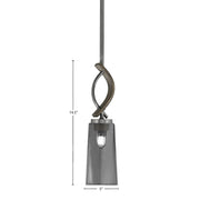 Toltec Monterey 5in 1-Light Mini Pendant | Rustic Graphite and Painted Distressed Wood-look Metal with Smoke Bubble Glass | Model 2901-GPDW-292