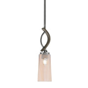 Toltec Monterey 5in 1-Light Mini Pendant | Rustic Graphite and Painted Distressed Wood-look Metal with Amber Gradient Glass | Model 2901-GPDW-293