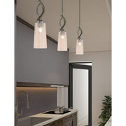 Toltec Monterey 5in 1-Light Mini Pendant | Rustic Graphite and Painted Distressed Wood-look Metal with Amber Gradient Glass | Model 2901-GPDW-293