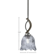 Toltec Monterey 7in 1-Light Mini Pendant | Rustic Graphite and Painted Distressed Wood-look Metal with Smoke Lava Glass | Model 2901-GPDW-4232