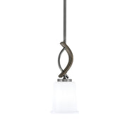 Toltec Monterey 5in 1-Light Mini Pendant | Rustic Graphite and Painted Distressed Wood-look Metal with White Opal Glass | Model 2901-GPDW-5031