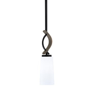 Toltec Monterey 5in 1-Light Mini Pendant | Rustic Matte Black and Painted Distressed Wood-look Metal with White Opal Glass | Model 2901-MBDW-291