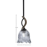 Toltec Monterey 7in 1-Light Mini Pendant | Rustic Matte Black and Painted Distressed Wood-look Metal with Smoke Lava Glass | Model 2901-MBDW-4232
