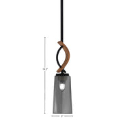 Toltec Monterey 5in 1-Light Mini Pendant | Modern Matte Black and Painted Wood-look Metal with Smoke Bubble Glass | Kitchen | Model 2901-MBWG-292