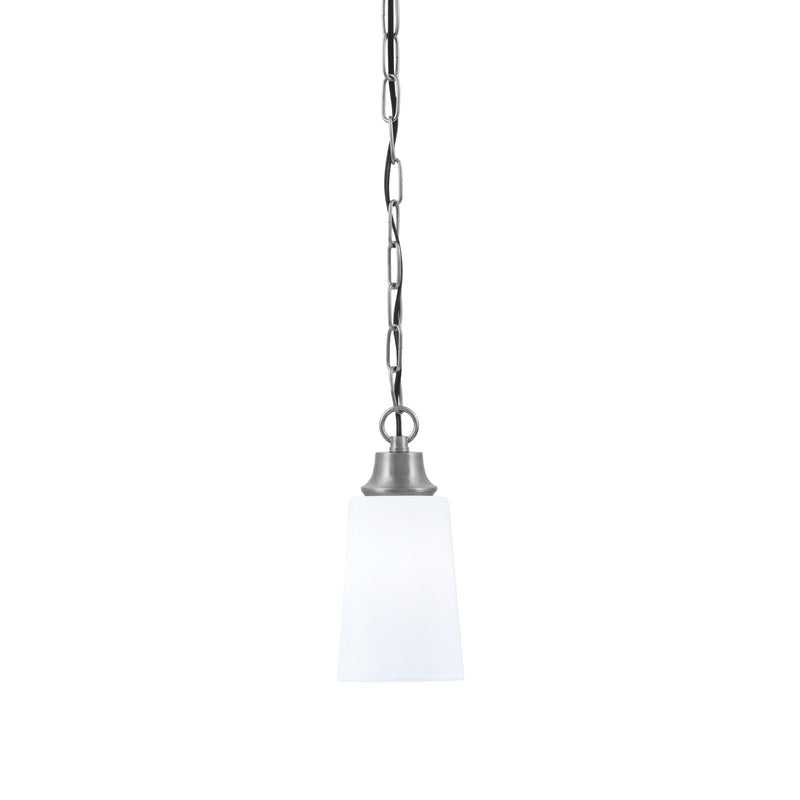 Toltec Chain 4.5in 1-Light Pendant | Industrial Graphite Steel and White Opal Glass | Kitchen Island & Dining Room | 4.5 x 4.5 x 9.5 in | Model 31-GP-261