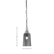 Toltec Chain 4.5in 1-Light Pendant | Industrial Graphite Steel and Smoke Bubble Glass | Kitchen Island & Dining Room | 4.5 x 4.5 x 9.5 in | Model 31-GP-262