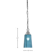 Toltec Chain 4.5in 1-Light Pendant | Industrial Graphite Steel and Blue Gradient Glass | Kitchen Island & Dining Room | 4.5 x 4.5 x 9.5 in | Model 31-GP-265