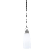 Toltec Chain 5.25in 1-Light Pendant | Industrial Graphite Steel and White Opal Glass | Kitchen Island & Dining Room | 5.25 x 5.25 x 12.75 in | Model 31-GP-291