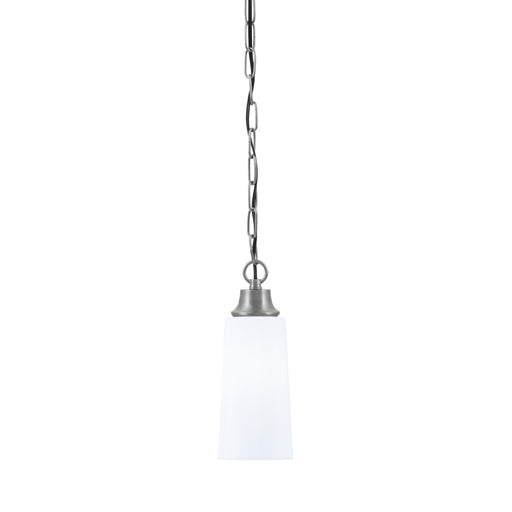 Toltec Chain 5.25in 1-Light Pendant | Industrial Graphite Steel and White Opal Glass | Kitchen Island & Dining Room | 5.25 x 5.25 x 12.75 in | Model 31-GP-291