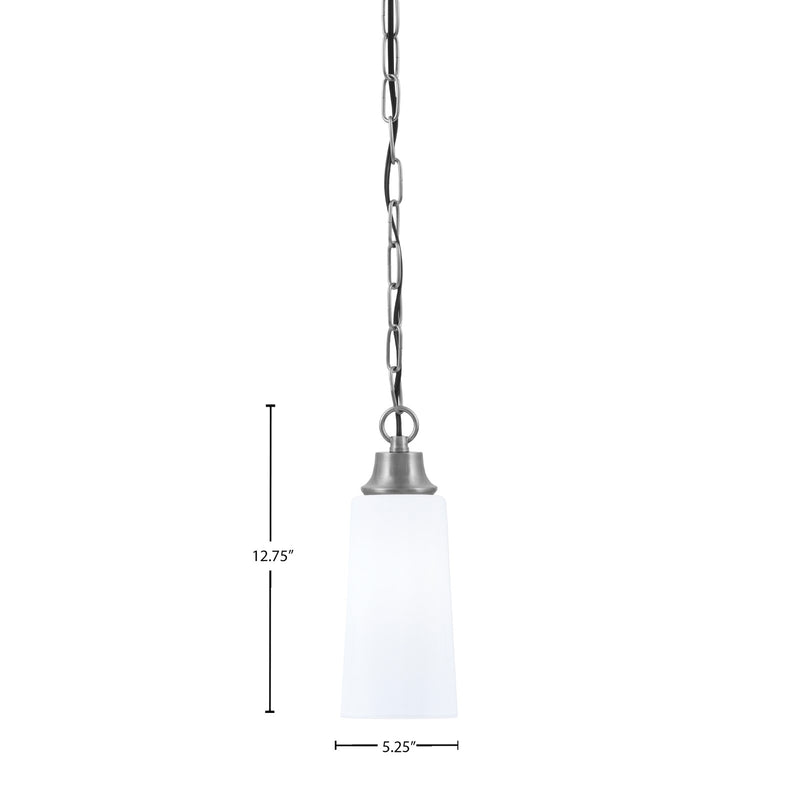 Toltec Chain 5.25in 1-Light Pendant | Industrial Graphite Steel and White Opal Glass | Kitchen Island & Dining Room | 5.25 x 5.25 x 12.75 in | Model 31-GP-291