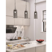 Toltec Chain 5.25in 1-Light Pendant | Industrial Graphite Steel and Smoke Bubble Glass | Kitchen Island & Dining Room | 5.25 x 5.25 x 12.75 in | Model 31-GP-292