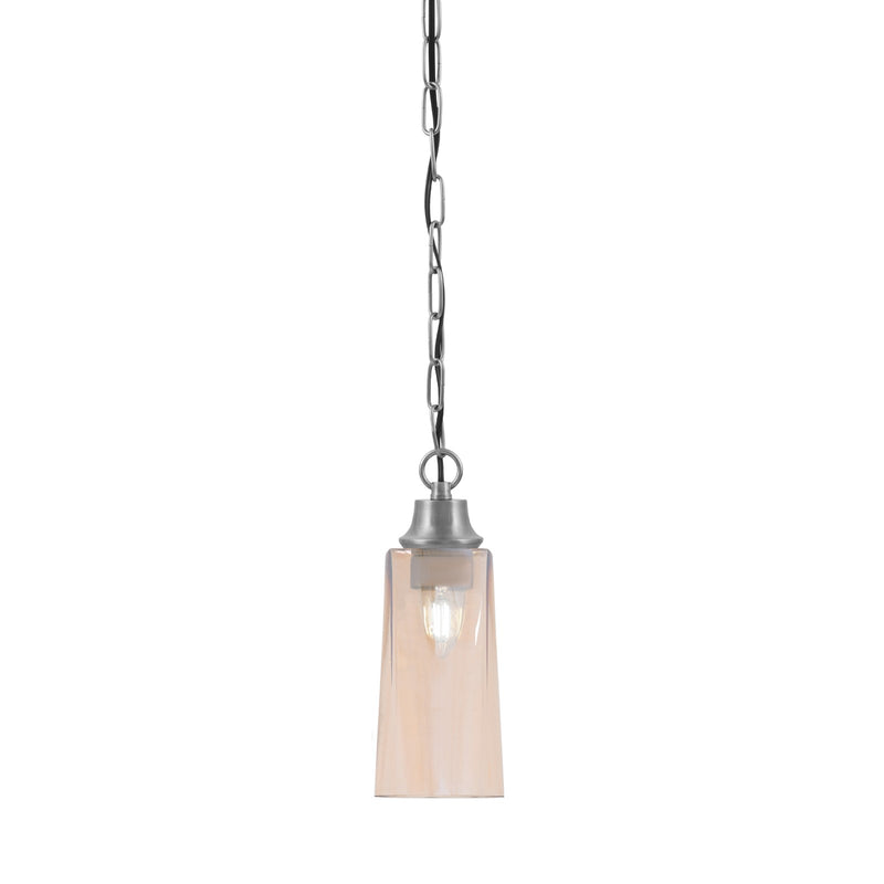 Toltec Chain 5.25in 1-Light Pendant | Industrial Graphite Steel and Amber Gradient Glass | Kitchen Island & Dining Room | 5.25 x 5.25 x 12.75 in | Model 31-GP-293