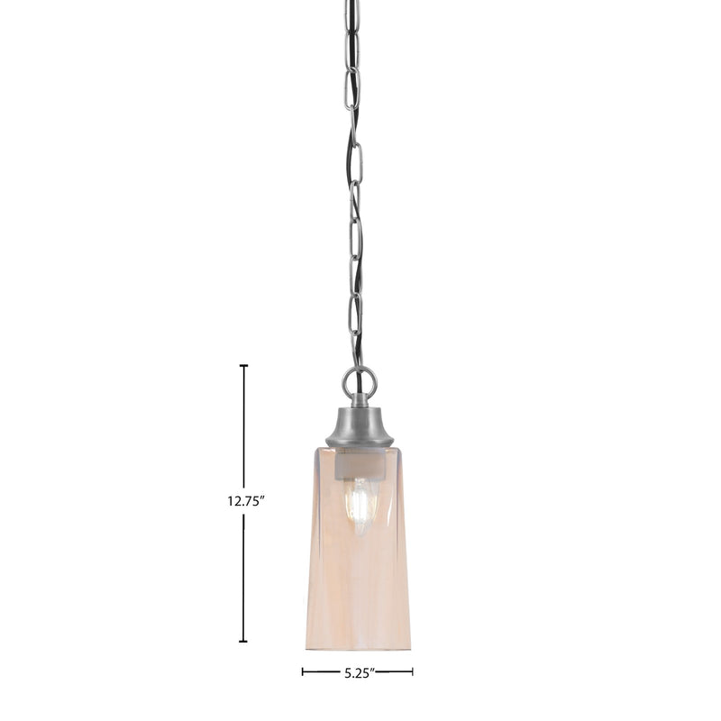 Toltec Chain 5.25in 1-Light Pendant | Industrial Graphite Steel and Amber Gradient Glass | Kitchen Island & Dining Room | 5.25 x 5.25 x 12.75 in | Model 31-GP-293