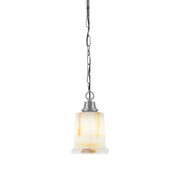 Toltec Chain 5in 1-Light Pendant | Industrial Graphite Steel and Natural Stone Glass | Kitchen Island & Dining Room | 5 x 9 in | Model 31-GP-4128