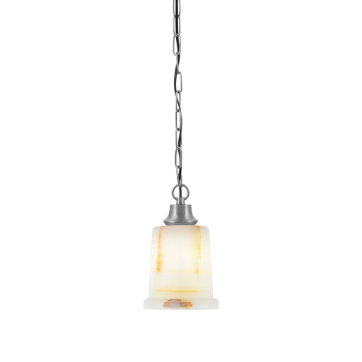 Toltec Chain 5in 1-Light Pendant | Industrial Graphite Steel and Natural Stone Glass | Kitchen Island & Dining Room | 5 x 9 in | Model 31-GP-4128