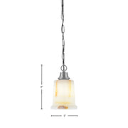 Toltec Chain 5in 1-Light Pendant | Industrial Graphite Steel and Natural Stone Glass | Kitchen Island & Dining Room | 5 x 9 in | Model 31-GP-4128