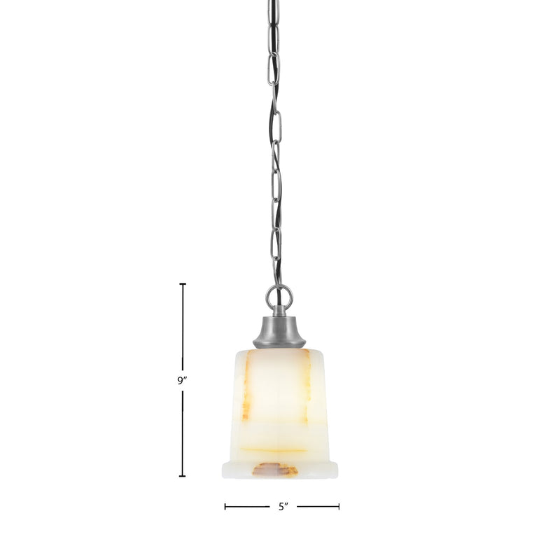 Toltec Chain 5in 1-Light Pendant | Industrial Graphite Steel and Natural Stone Glass | Kitchen Island & Dining Room | 5 x 9 in | Model 31-GP-4128