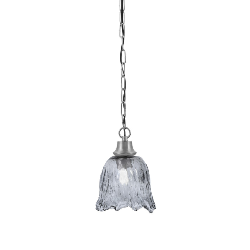 Toltec Chain 7in 1-Light Pendant | Industrial Graphite Steel and Smoke Lava Glass | Kitchen Island & Dining Room | 7 x 9.5 in | Model 31-GP-4232