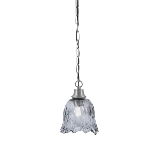 Toltec Chain 7in 1-Light Pendant | Industrial Graphite Steel and Smoke Lava Glass | Kitchen Island & Dining Room | 7 x 9.5 in | Model 31-GP-4232
