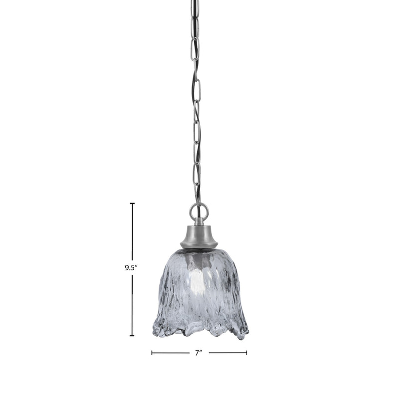 Toltec Chain 7in 1-Light Pendant | Industrial Graphite Steel and Smoke Lava Glass | Kitchen Island & Dining Room | 7 x 9.5 in | Model 31-GP-4232