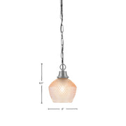 Toltec Chain 6in 1-Light Pendant | Industrial Graphite Steel and Amber Textured Glass | Kitchen Island & Dining Room | 6 x 8.5 in | Model 31-GP-4623