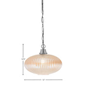 Toltec Chain 12in 1-Light Pendant | Industrial Graphite Steel and Amber Micro Bubble Ribbed Glass | Kitchen Island & Dining Room | 12 x 9.75 in | Model 31-GP-4653