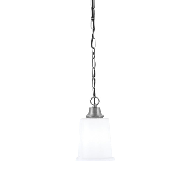 Toltec Chain 5.25in 1-Light Pendant | Modern Graphite Steel and White Opal Glass | Kitchen Island & Dining Room | 5.25 x 8.75 in | Model 31-GP-5031