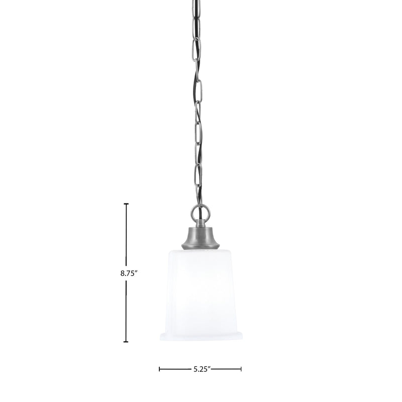 Toltec Chain 5.25in 1-Light Pendant | Modern Graphite Steel and White Opal Glass | Kitchen Island & Dining Room | 5.25 x 8.75 in | Model 31-GP-5031