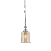 Toltec Chain Collection 5.25in 1-Light Pendant | Industrial Graphite Steel and Amber Bubble Glass | Kitchen Island & Dining Room | Model 31-GP-5033