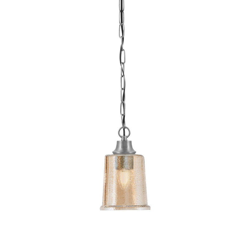 Toltec Chain Collection 5.25in 1-Light Pendant | Industrial Graphite Steel and Amber Bubble Glass | Kitchen Island & Dining Room | Model 31-GP-5033