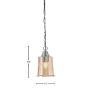 Toltec Chain Collection 5.25in 1-Light Pendant | Industrial Graphite Steel and Amber Bubble Glass | Kitchen Island & Dining Room | Model 31-GP-5033