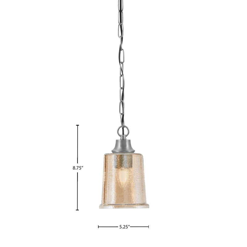 Toltec Chain Collection 5.25in 1-Light Pendant | Industrial Graphite Steel and Amber Bubble Glass | Kitchen Island & Dining Room | Model 31-GP-5033