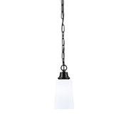Toltec Chain Collection 4.5in 1-Light Pendant | Modern Matte Black Steel and White Opal Glass | Kitchen Island & Dining Room | 4.5 x 4.5 x 9.5 in | Model 31-MB-261