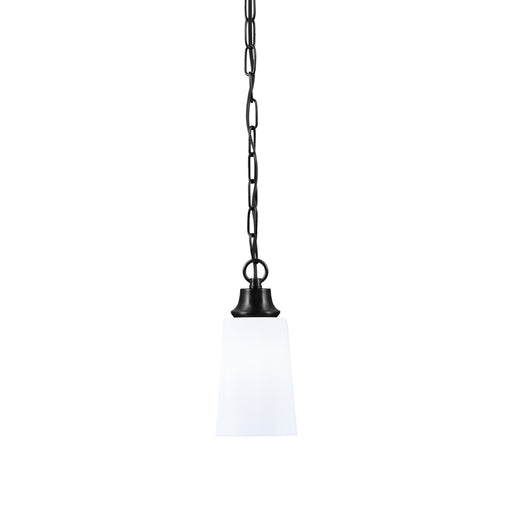 Toltec Chain Collection 4.5in 1-Light Pendant | Modern Matte Black Steel and White Opal Glass | Kitchen Island & Dining Room | 4.5 x 4.5 x 9.5 in | Model 31-MB-261