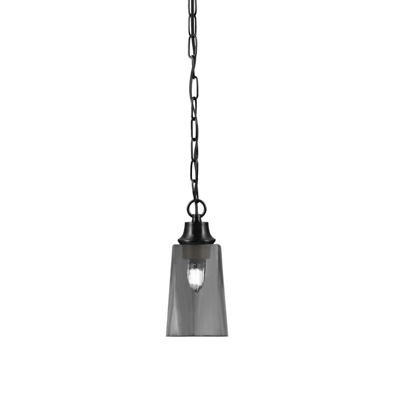 Toltec Chain Collection 4.5in 1-Light Pendant | Modern Matte Black Steel and Smoke Bubble Glass | Kitchen Island & Dining Room | 4.5 x 4.5 x 9.5 in | Model 31-MB-262