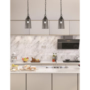 Toltec Chain Collection 4.5in 1-Light Pendant | Modern Matte Black Steel and Smoke Bubble Glass | Kitchen Island & Dining Room | 4.5 x 4.5 x 9.5 in | Model 31-MB-262
